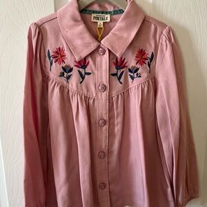 Pink Embroidered Kids Button Down Shirt